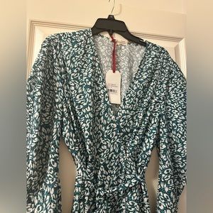 Green leopard patterned maxi wrap dress